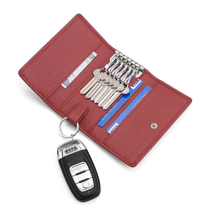 Genuine Leather Household Key Case - Card and Cash Holder gents accessorys Distinguished Fine Apparel Wine Red