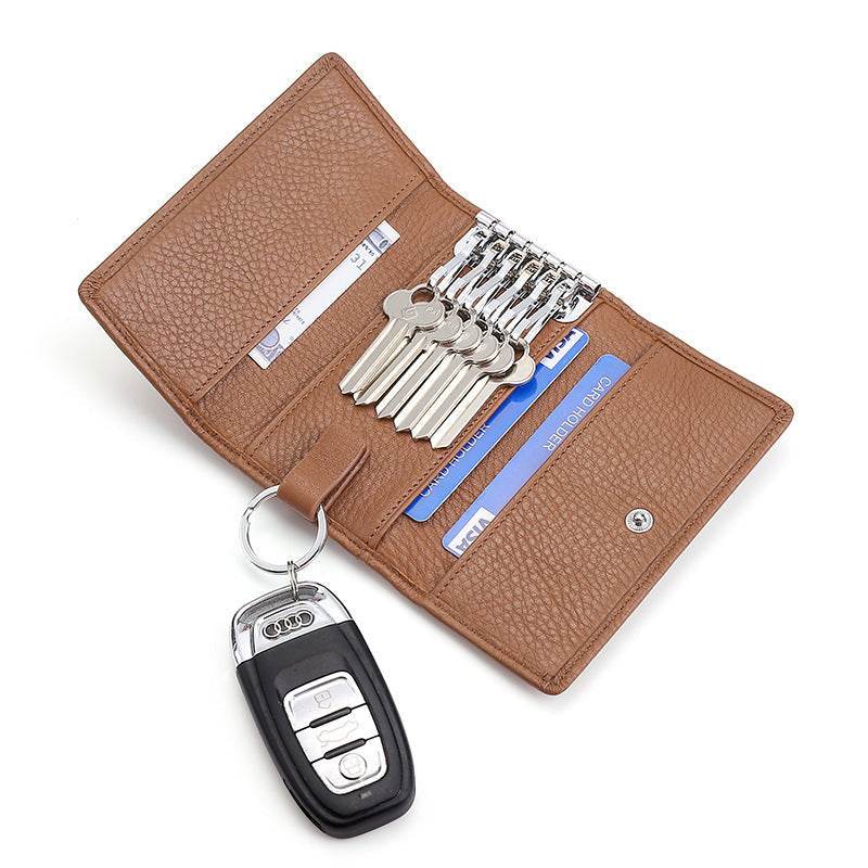 Genuine Leather Household Key Case - Card and Cash Holder gents accessorys Distinguished Fine Apparel Brown