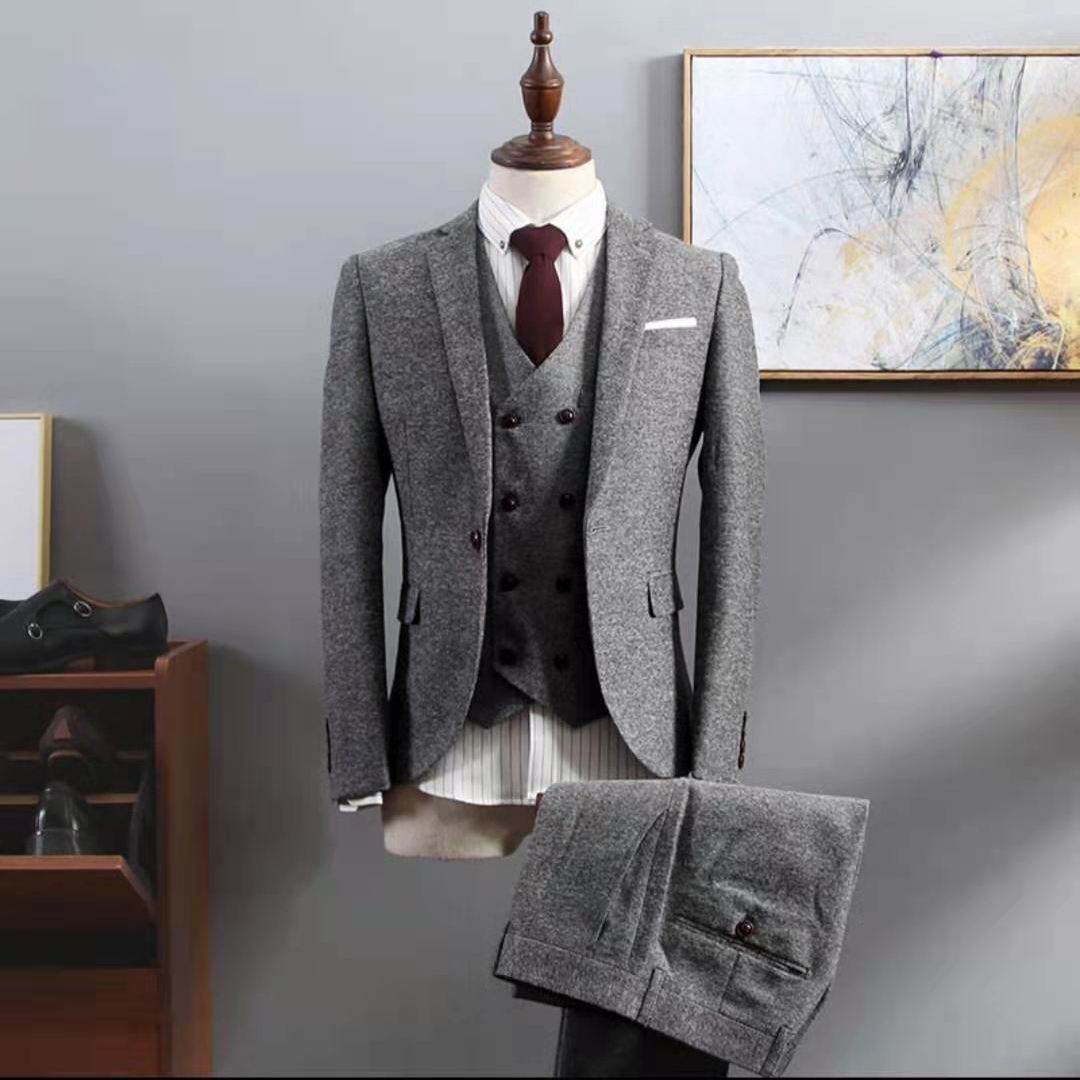Three Piece Business Formal Suit for Men – Timeless Attire for Every Occasion gents suit Distinguished Fine Apparel Grey M
