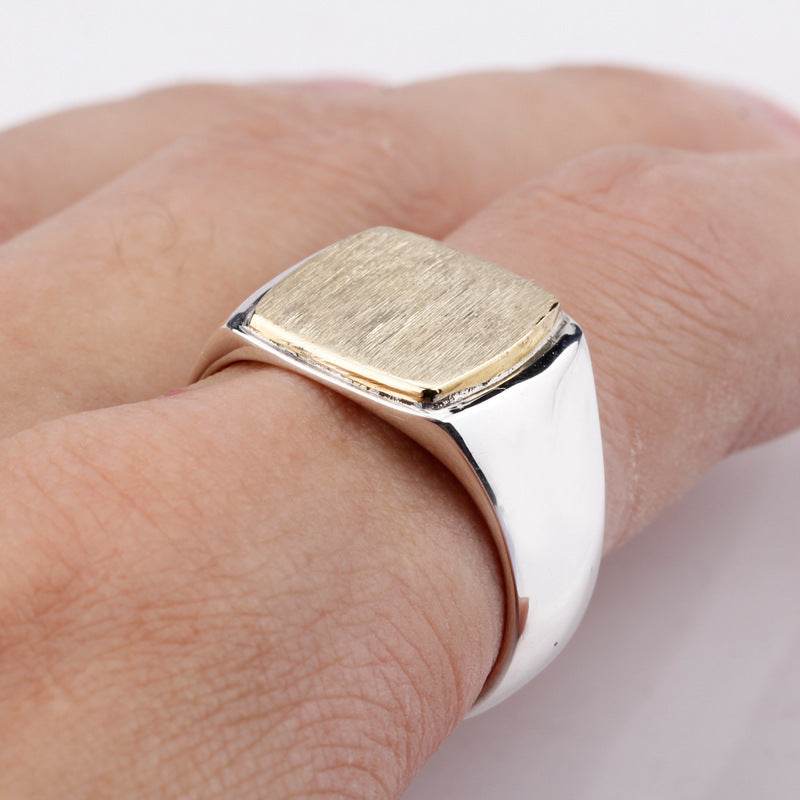 20% Off Minimalist Brushed Gold Mens Ring – Timeless European & Middle Eastern Style gents accessorys Distinguished Fine Apparel
