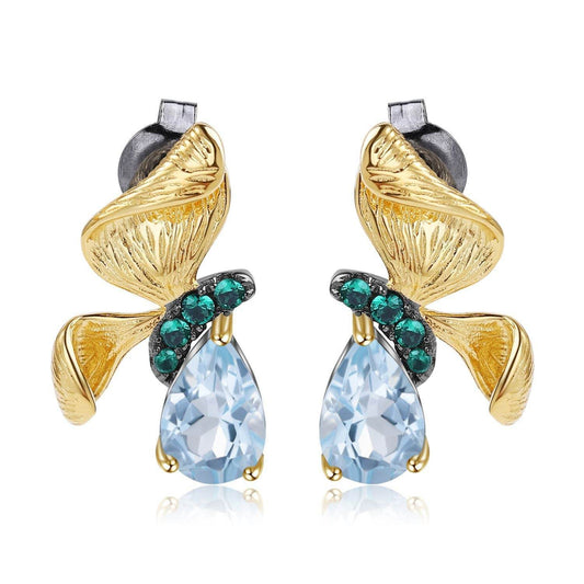 Simple Temperament 925 Silver Natural Topaz Earrings – Refined Minimalist Gemstone Elegance ladys earrings Distinguished Fine Apparel