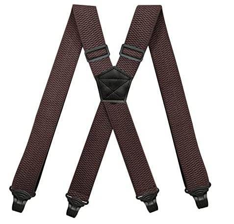 Men's Elastic Suspenders - Buckle Aviation Style Comfortable Support. formal wear Distinguished Fine Apparel Coffee