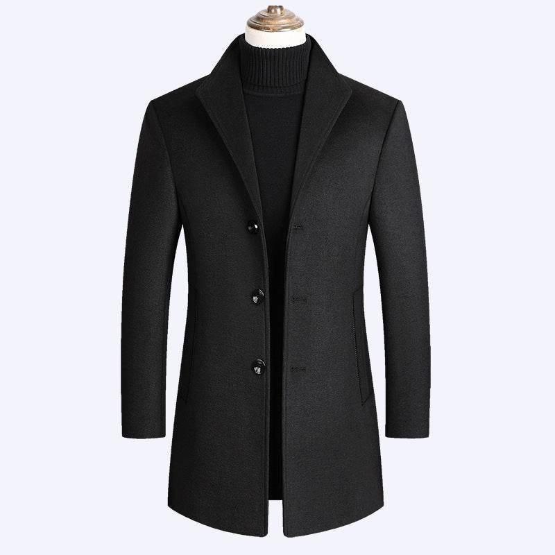 Distinguished Gentlemen's Autumn And Winter Woolen Coat gents jacket Distinguished Fine Apparel Black 2XL