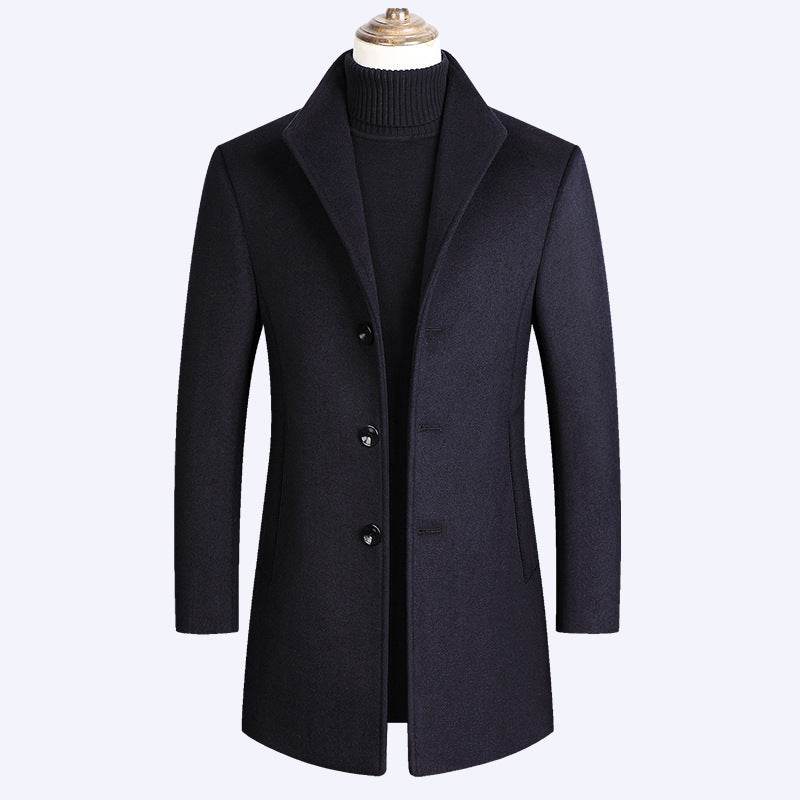 Distinguished Gentlemen's Autumn And Winter Woolen Coat gents jacket Distinguished Fine Apparel Navy 2XL
