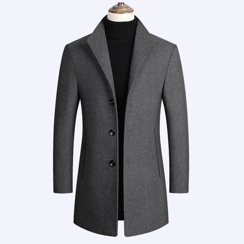 Distinguished Gentlemen's Autumn And Winter Woolen Coat gents jacket Distinguished Fine Apparel Gray 2XL