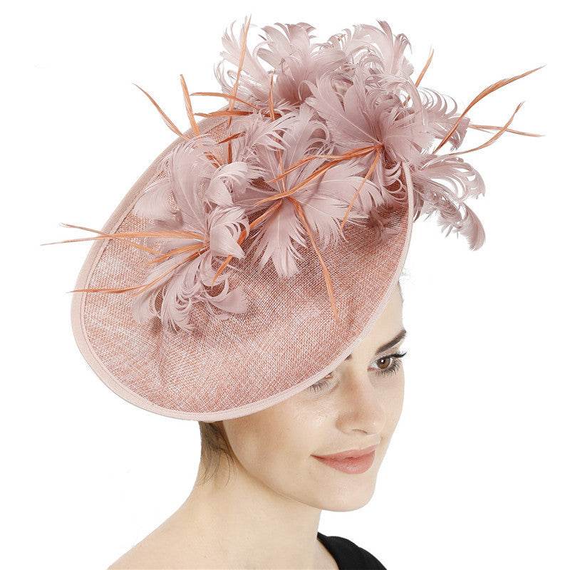 Horse Racing Festival Fashion High-End Top Hat - Aristocratic Ladies Hair Accessories ladys hats Distinguished Fine Apparel Leather Pink