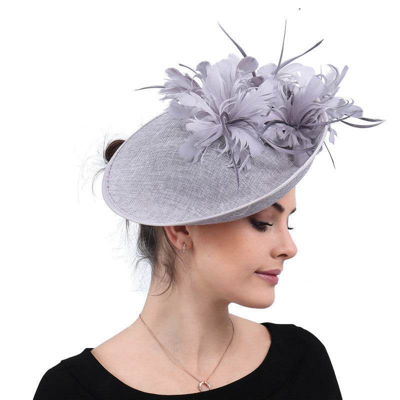 Horse Racing Festival Fashion High-End Top Hat - Aristocratic Ladies Hair Accessories ladys hats Distinguished Fine Apparel Grey