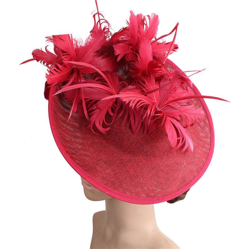Horse Racing Festival Fashion High-End Top Hat - Aristocratic Ladies Hair Accessories ladys hats Distinguished Fine Apparel Wine Red