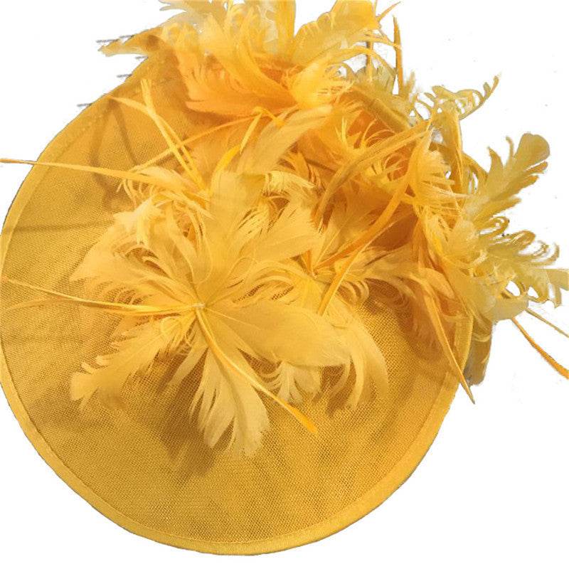 Horse Racing Festival Fashion High-End Top Hat - Aristocratic Ladies Hair Accessories ladys hats Distinguished Fine Apparel Yellow