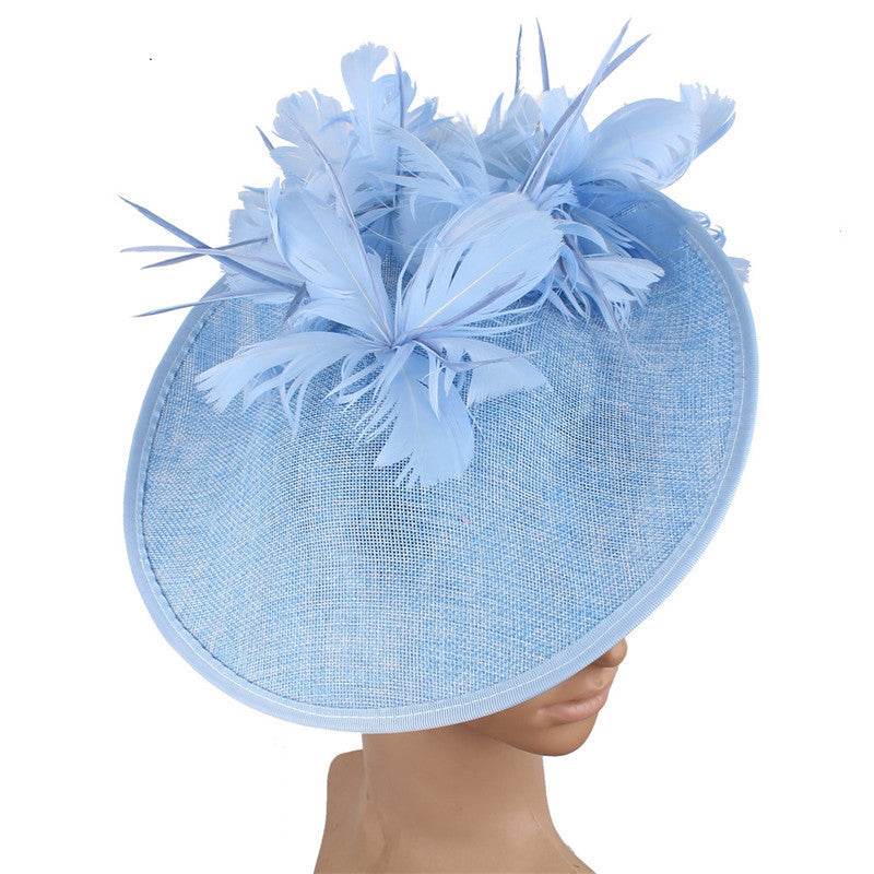Horse Racing Festival Fashion High-End Top Hat - Aristocratic Ladies Hair Accessories ladys hats Distinguished Fine Apparel Light Blue