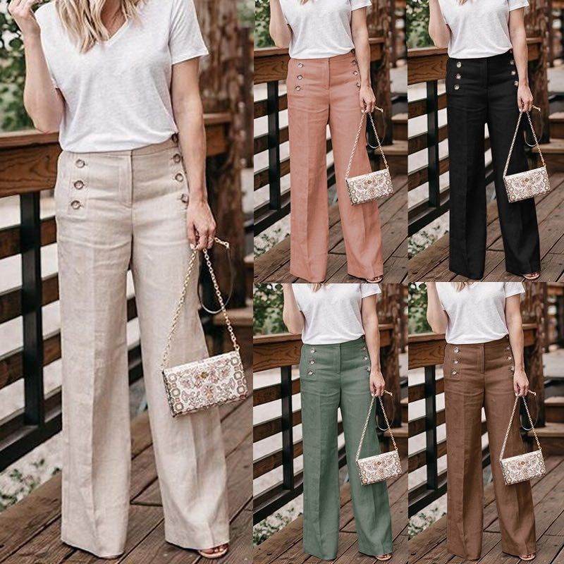 Ladies Semiformal Double Breasted Wide Leg Pants ladys pants Distinguished Fine Apparel