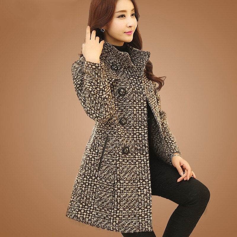 Thick Plaid woolen coat - Professional women's Over Coat ladys coats Distinguished Fine Apparel