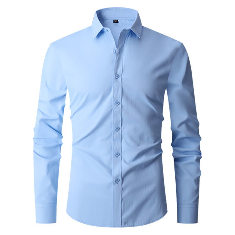 Long Sleeve Trendy Casual Slim-fit Shirt Men's Shirt Distinguished Fine Apparel Light Blue 2XL