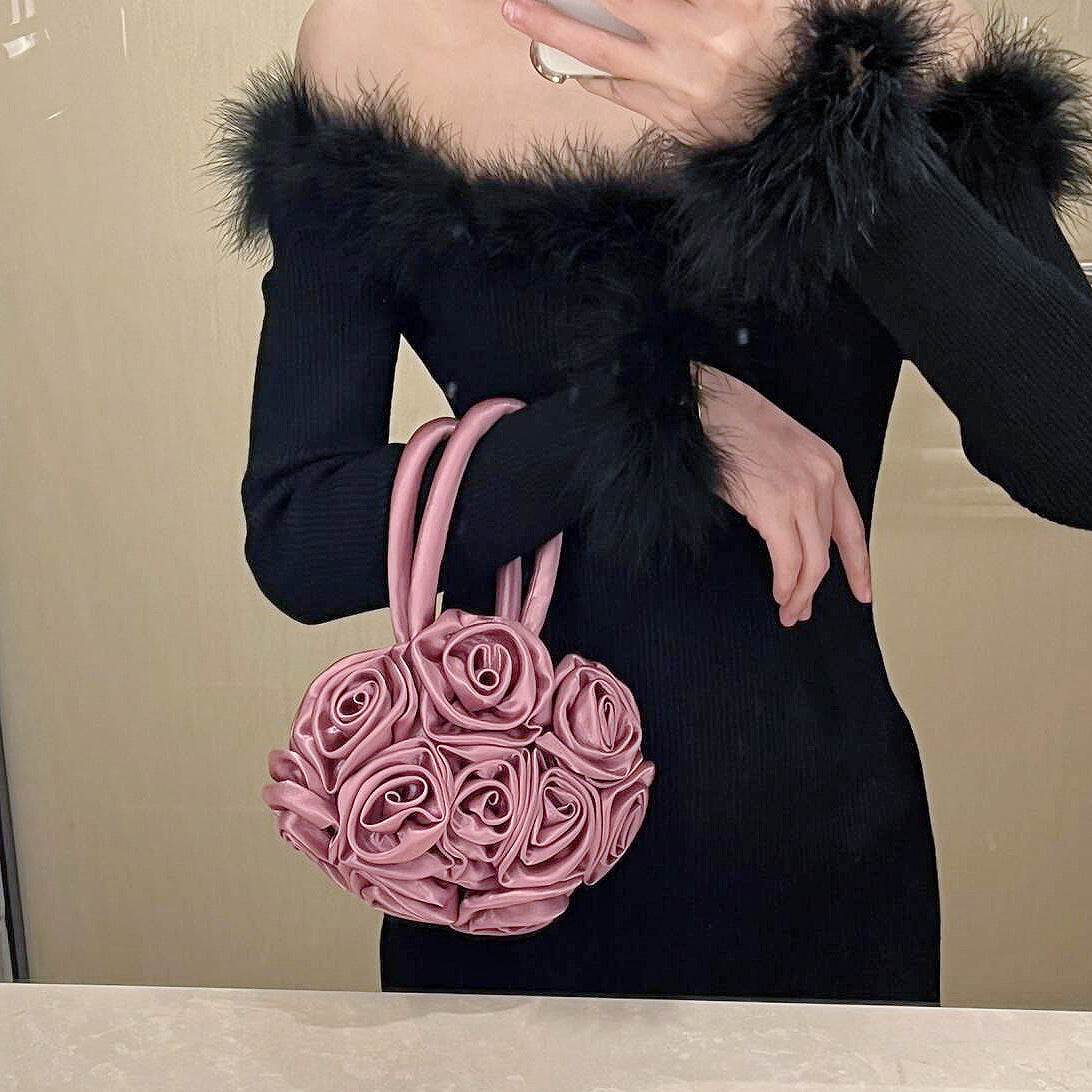 Lady's Retro Hand-held Oblique - Handmade Flower Bag ladys accessorys Distinguished Fine Apparel Purple