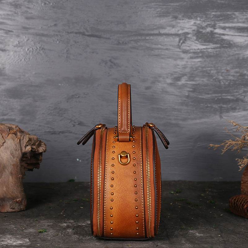 Vintage Leather Handbag - Functional Suede Leather ladys accessorys Distinguished Fine Apparel