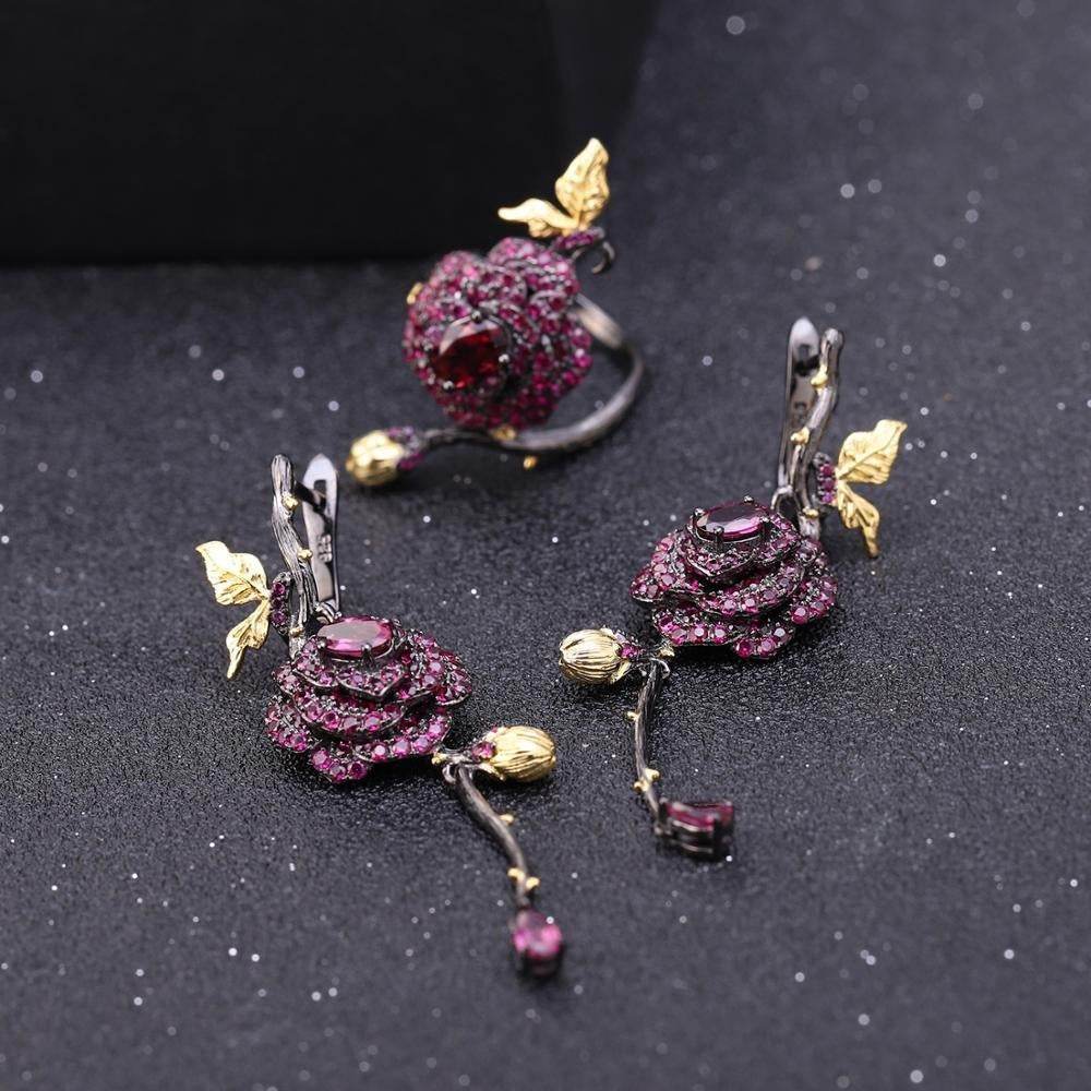 Arnet Sterling Silver Rose Earrings – Romantic Floral Gemstone Jewelry for Women ladys earrings Distinguished Fine Apparel