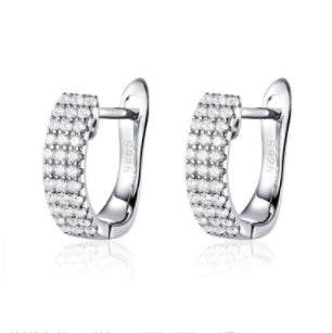 Ladies 925 Silver Zircon Sleeper Earrings ladys earrings Distinguished Fine Apparel