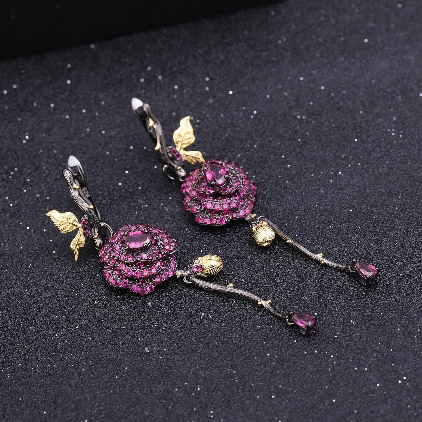 Arnet Sterling Silver Rose Earrings – Romantic Floral Gemstone Jewelry for Women ladys earrings Distinguished Fine Apparel