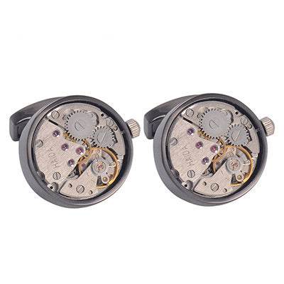 Eccentric High Grade Mechanical movement cuff links gents accessorys Distinguished Fine Apparel Black Round