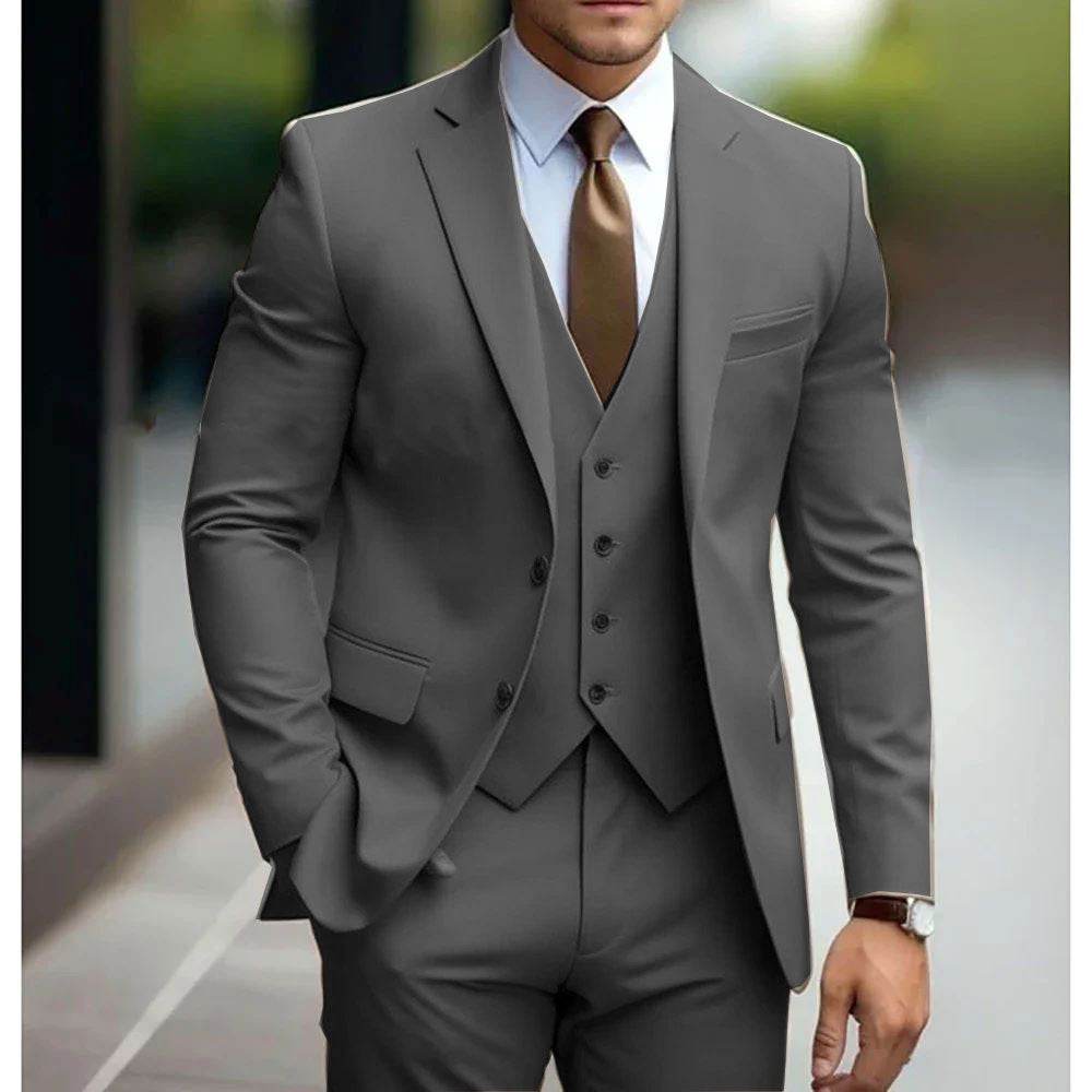 Men's Three piece Suits, Casual, Formal or Business Wear formal wear Distinguished Fine Apparel Dark Gray 5XL