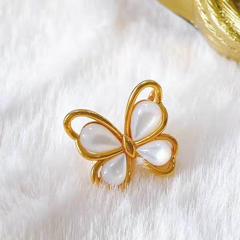 50% Off 18K Gold White Shell Butterfly Pendant – Elegant Niche Design Jewelry ladys accessorys Distinguished Fine Apparel Gold