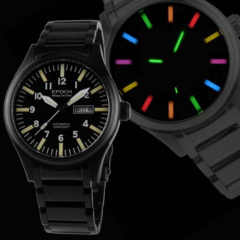 50% Off Gentlemen's Timepiece - Waterproof Luminesce Automatic Mechanical Rainbow Design gents watches Distinguished Fine Apparel Rainbow tube black