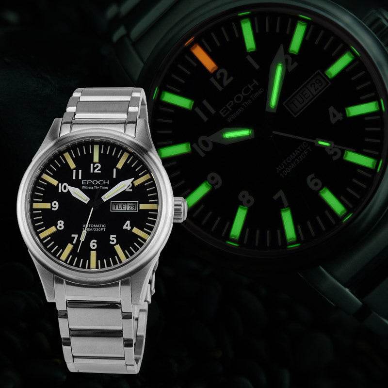 50% Off Gentlemen's Timepiece - Waterproof Luminesce Automatic Mechanical Rainbow Design gents watches Distinguished Fine Apparel Thick green light tube steel