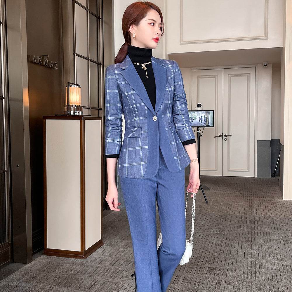 Women's Temperament Lattice Two-piece Suit - Business and Casual ladys suit Distinguished Fine Apparel