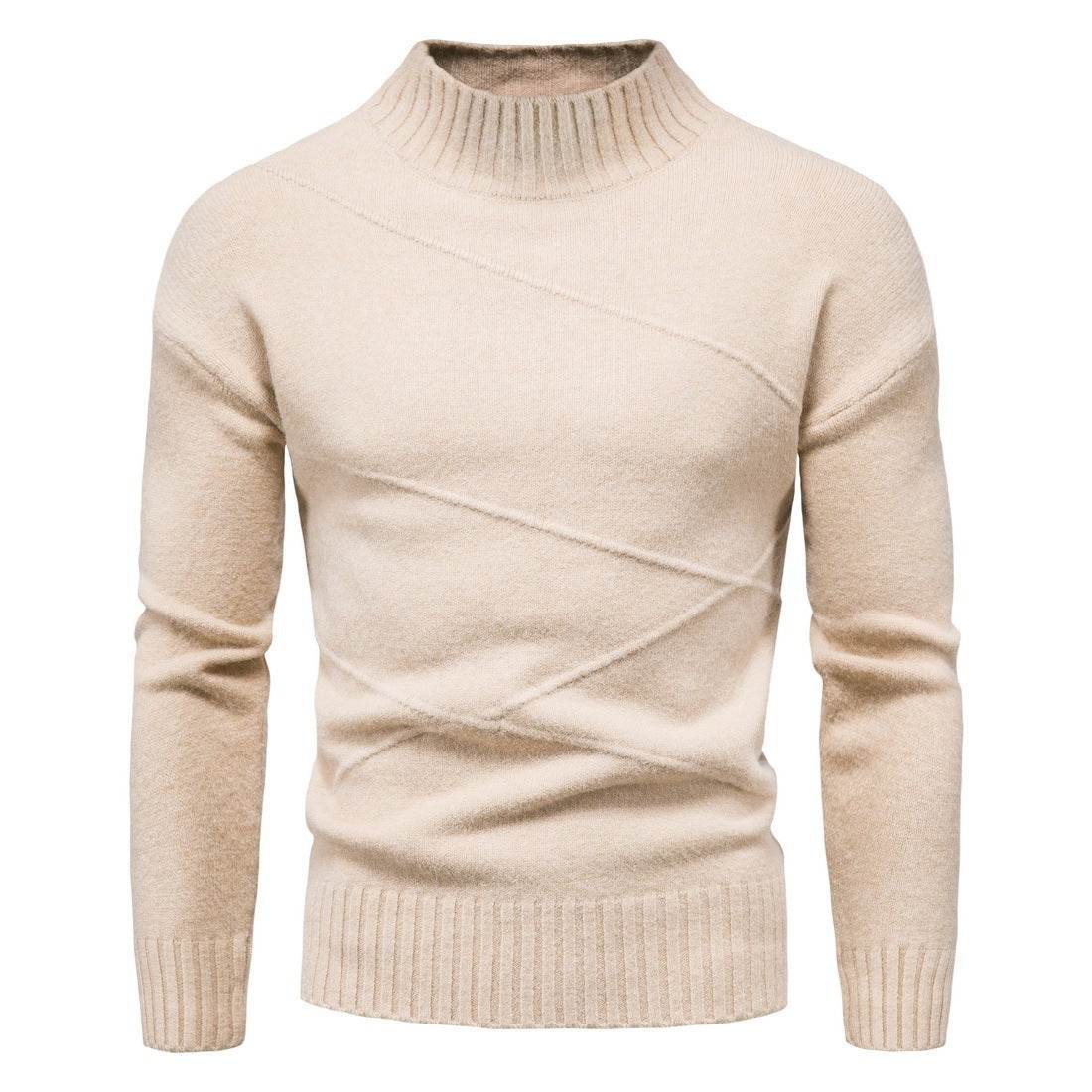 Autumn And Winter New Solid Color Pullover Men's Sweater gents top Distinguished Fine Apparel Khaki M