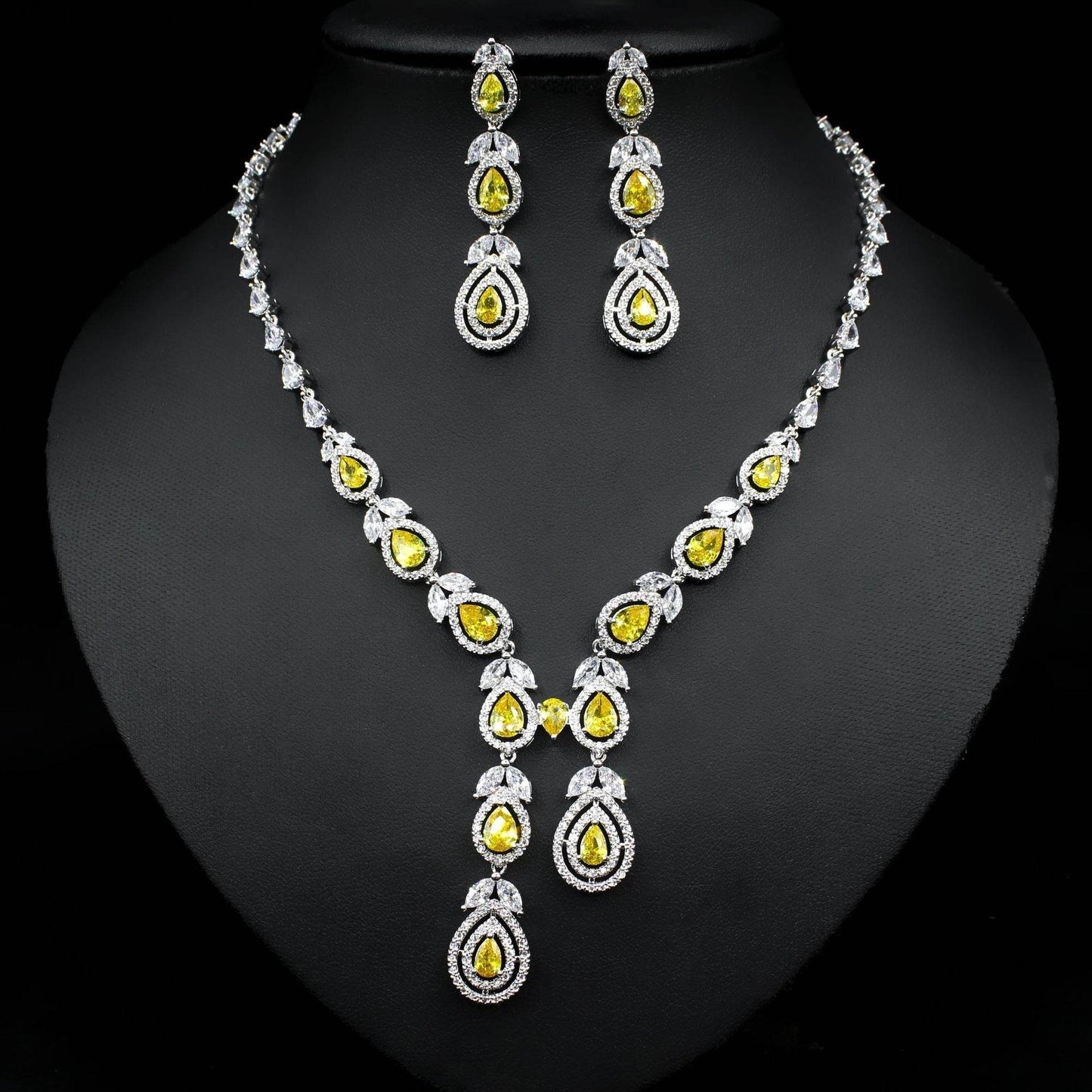 Elegant Temperament Jewelry Set – Chain Necklace & Earrings for Women jewelry set Distinguished Fine Apparel Yellow Necklace only no box