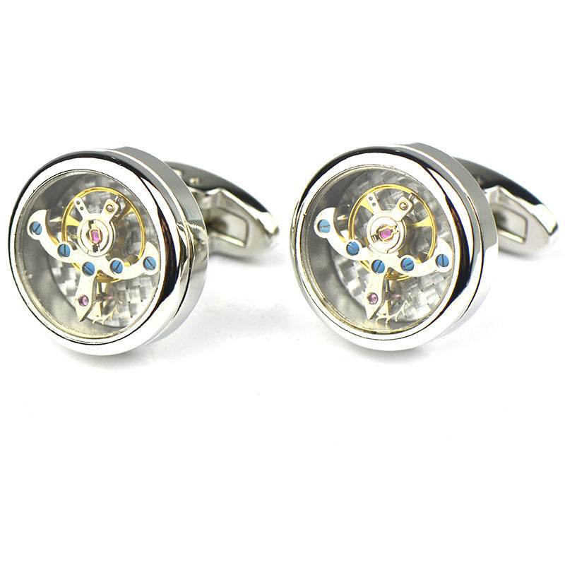 Men's Mechanical Movement Cuff Links - Unique and Eccentric gents accessorys Distinguished Fine Apparel Silver