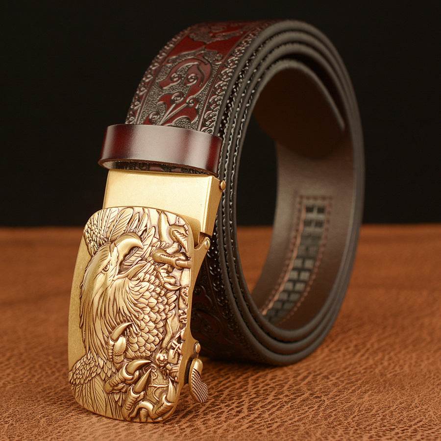 Men's Personalized Carved Eagle Automatic Buckle Belt formal wear Distinguished Fine Apparel