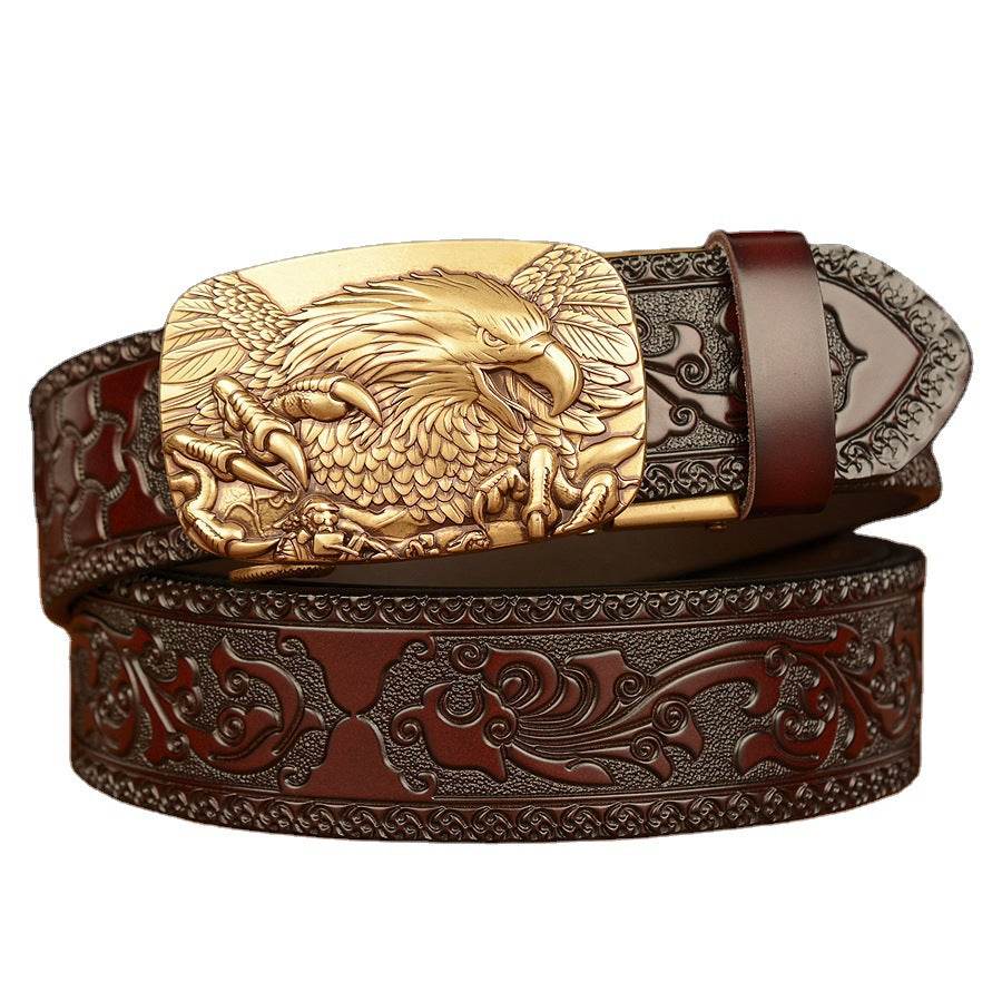 Men's Personalized Carved Eagle Automatic Buckle Belt formal wear Distinguished Fine Apparel
