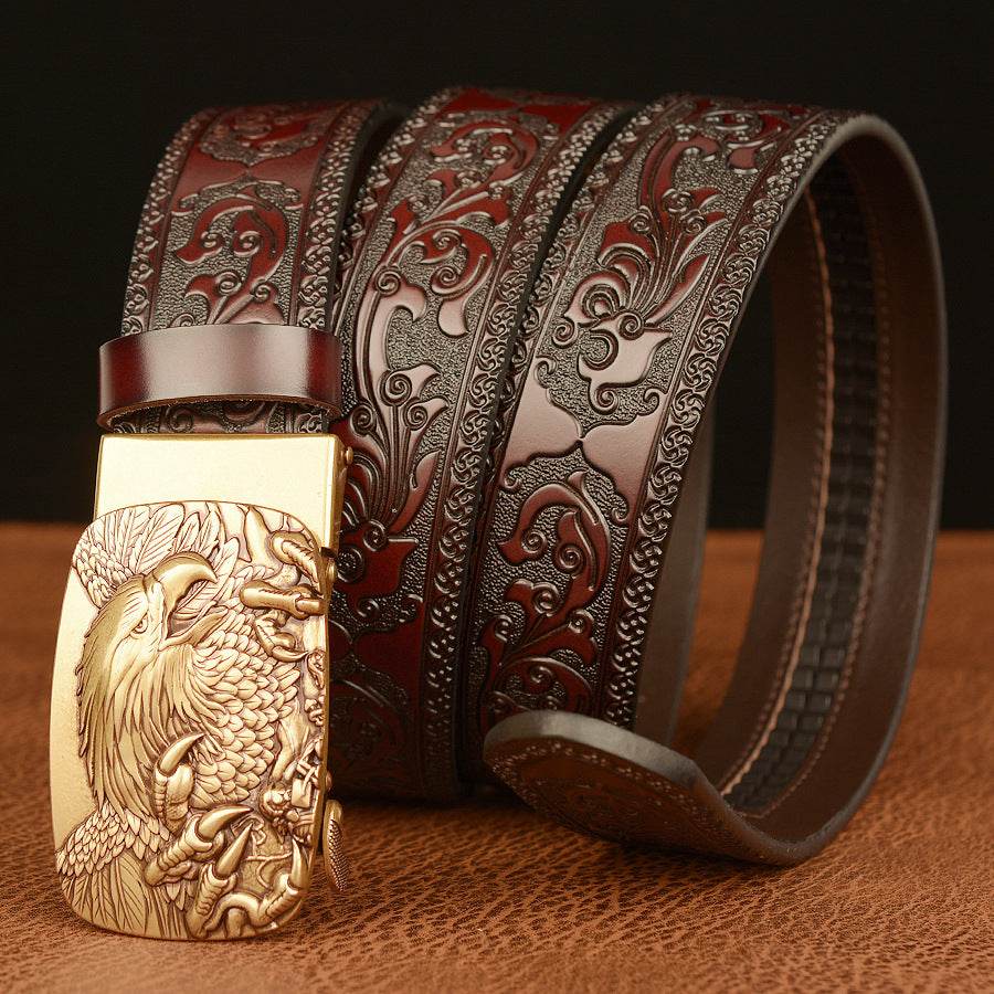 Men's Personalized Carved Eagle Automatic Buckle Belt formal wear Distinguished Fine Apparel