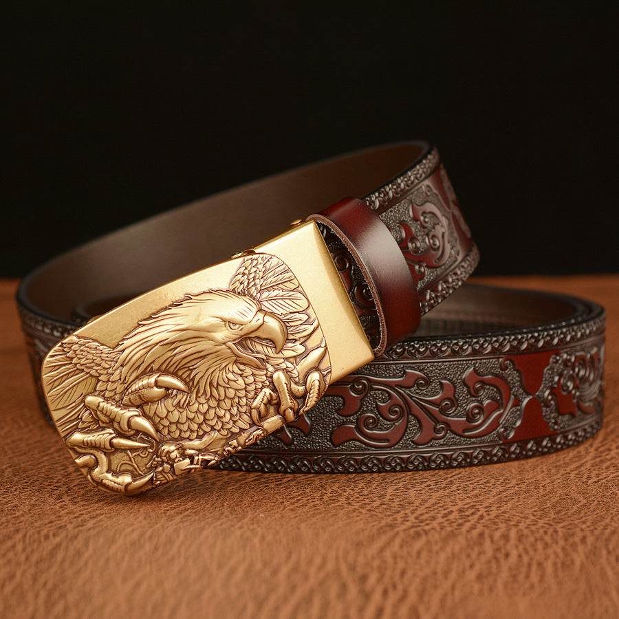 Men's Personalized Carved Eagle Automatic Buckle Belt formal wear Distinguished Fine Apparel