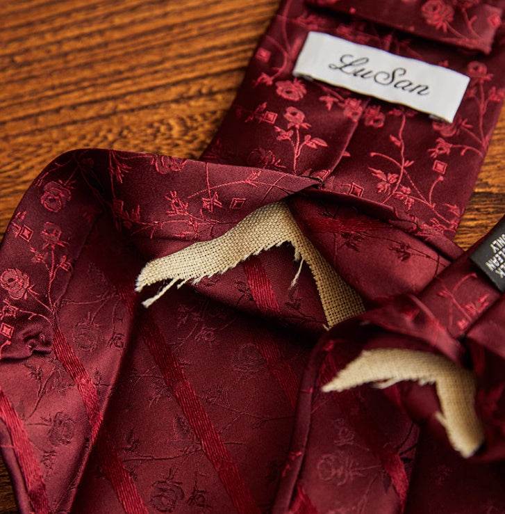Three-fold Roll Wool Lining Handmade Tie, Silk Jacquard Businesses Tie gents ties Distinguished Fine Apparel