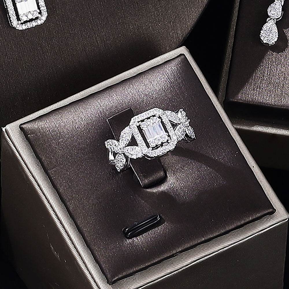 Complete Zircon Jewelry Set – Elegant 4-Piece Necklace, Earrings, Bracelet & Ring jewelry set Distinguished Fine Apparel