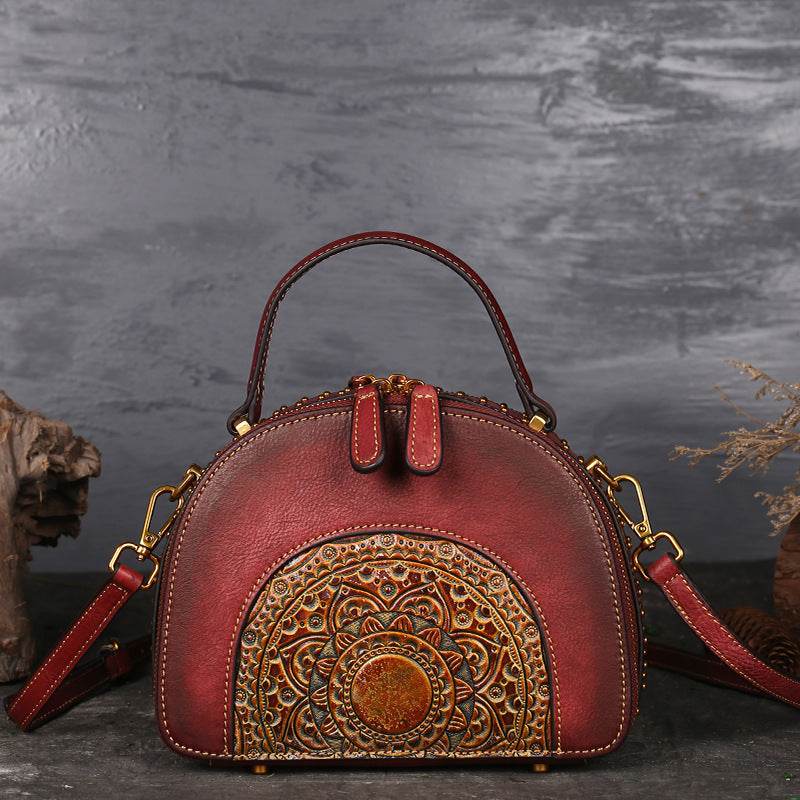 Vintage Leather Handbag - Functional Suede Leather ladys accessorys Distinguished Fine Apparel Red Wine