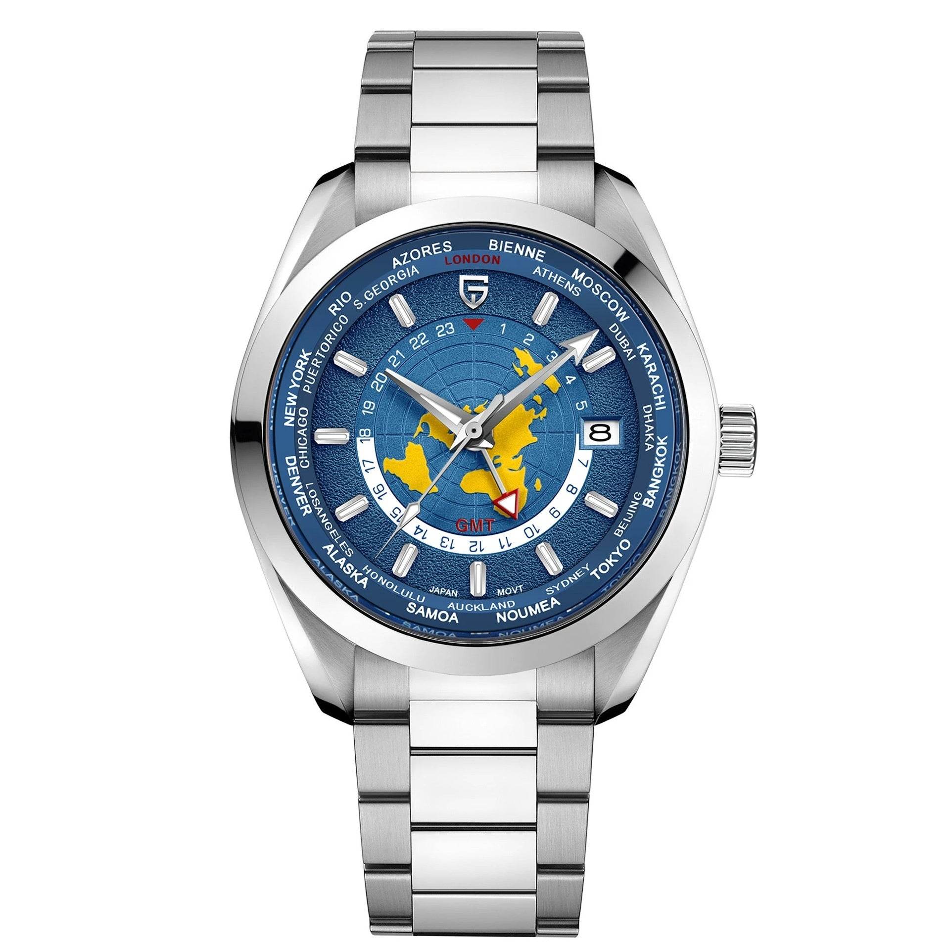 Men's Multifunctional Mechanical GMT Dual Time Zone Luminous Waterproof Watch gents watches Distinguished Fine Apparel