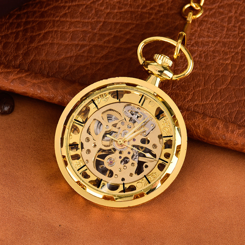 Large Wheel Gold Surface Filigree Pocket Watch watch Distinguished Fine Apparel Gold Luminous Needle
