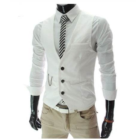 Men's Distinguished Formal Business Suit Vest mens vest Distinguished Fine Apparel White M