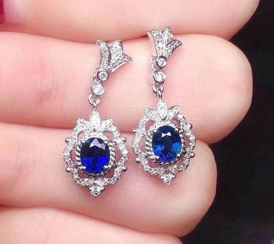 Natural Sapphire Inlaid Earrings – Timeless Elegance in 925 Sterling Silver ladys earrings Distinguished Fine Apparel