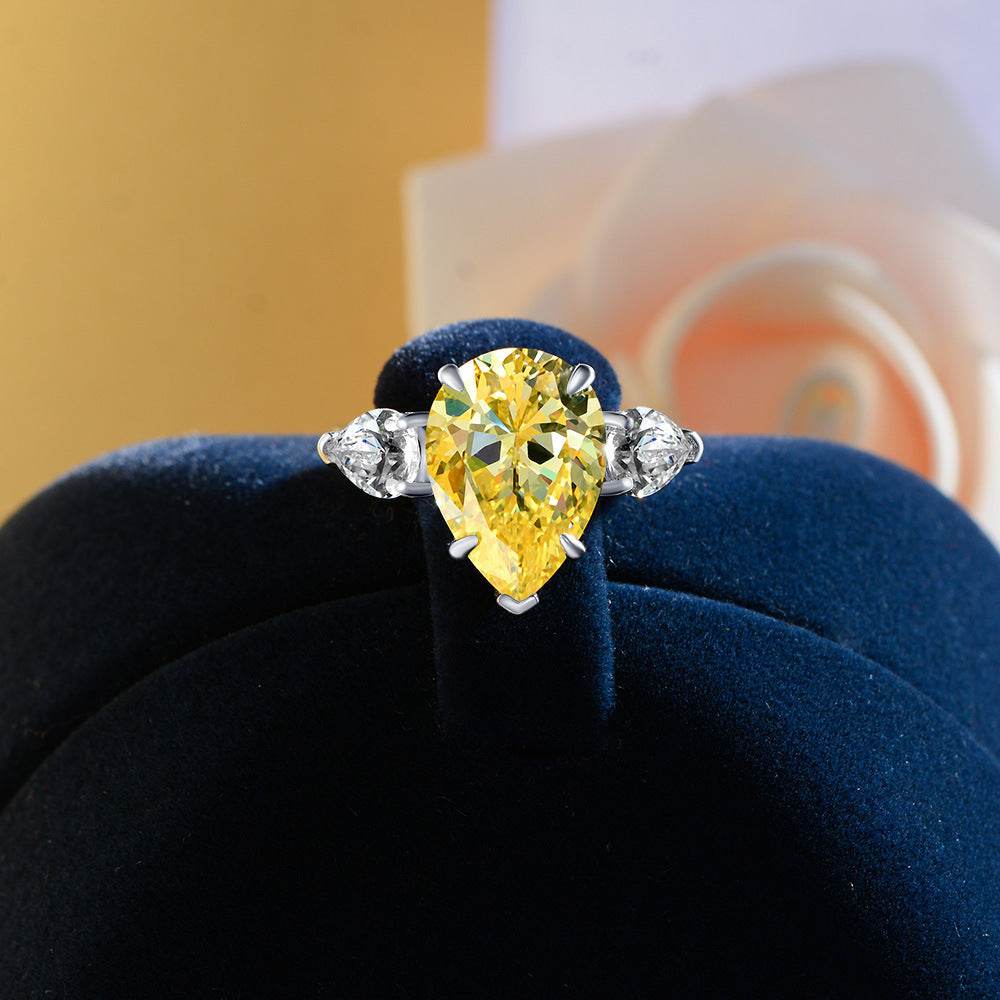 10 Carat Water Drop White Gold Plated Ring – High Carbon Diamond ladys ring Distinguished Fine Apparel Light Blue 5