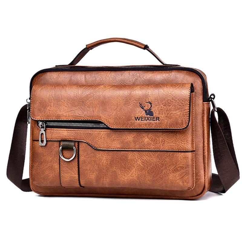 Men's Messenger Bag - Crossbody Bag Business Travel Casual Mens Bag Distinguished Fine Apparel Horizontal Style Light Brown