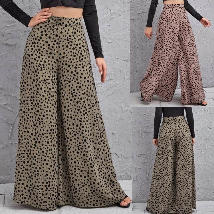 Elegant High Waist Leopard Print Trousers - Exquisite Ladies Swing Leg Pants ladys pants Distinguished Fine Apparel