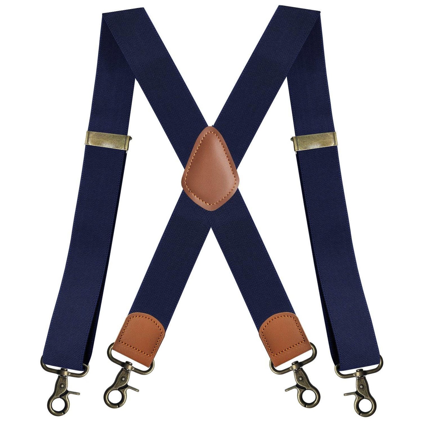 Elastic Straps X-type Suit Pants Suspenders - Quality Bronze Buckling formal wear Distinguished Fine Apparel Navy Blue
