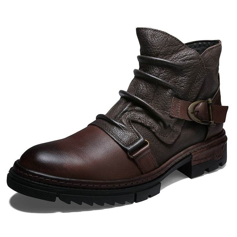 Steam Punk / Retro Wrinkle Genuine Leather Men's Boots gents shoes Distinguished Fine Apparel