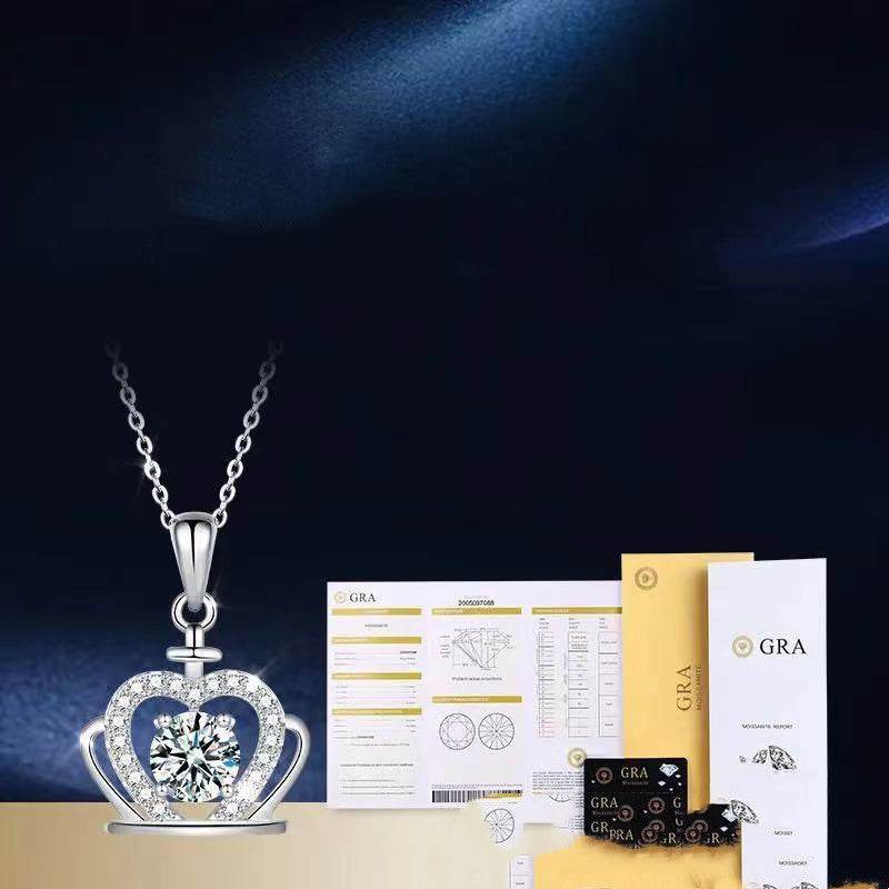 18K Gold Crown Diamond Necklace – Exquisite Pendant with Royal Elegance ladys accessorys Distinguished Fine Apparel