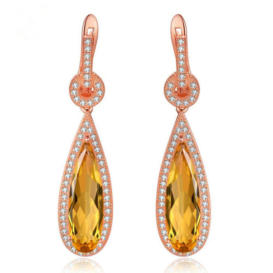 Natural Water Drop Crystal Earrings – Elegant & Ethereal Jewelry ladys earrings Distinguished Fine Apparel Yellow