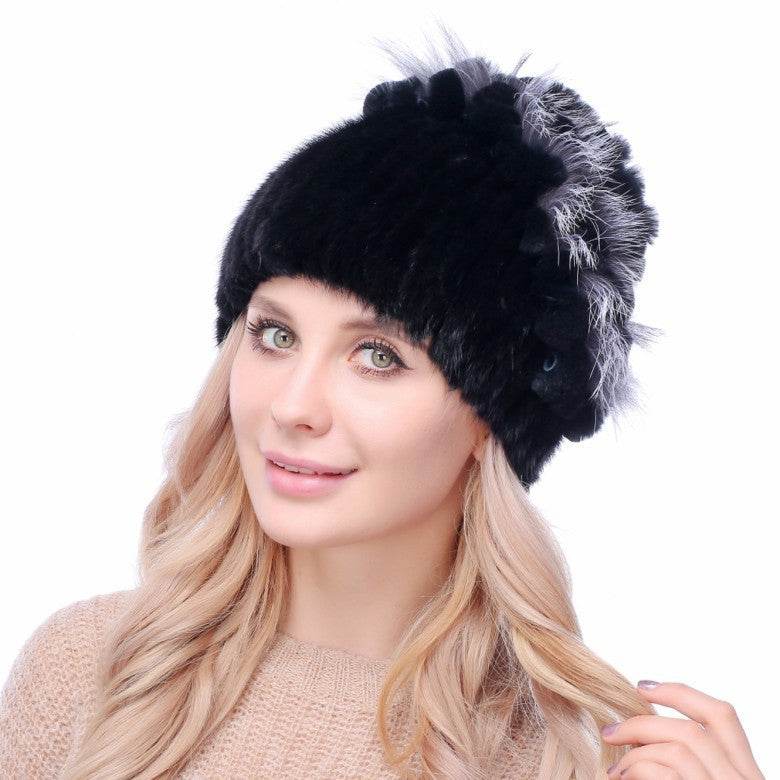 Women's Autumn And Winter Mink Woven Fox Fur Hat womens hats Distinguished Fine Apparel